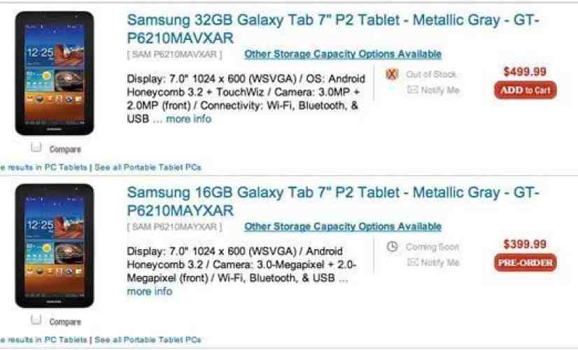 Samsung Galaxy Tab 7.0 Plus put up for pre-order, pricing starts at $399.99