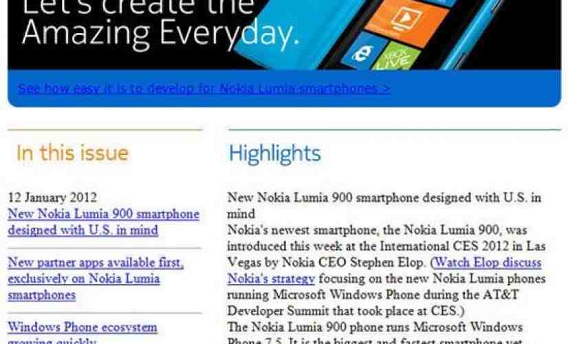 AT&T Lumia 900 penciled in for March release by Nokia newsletter