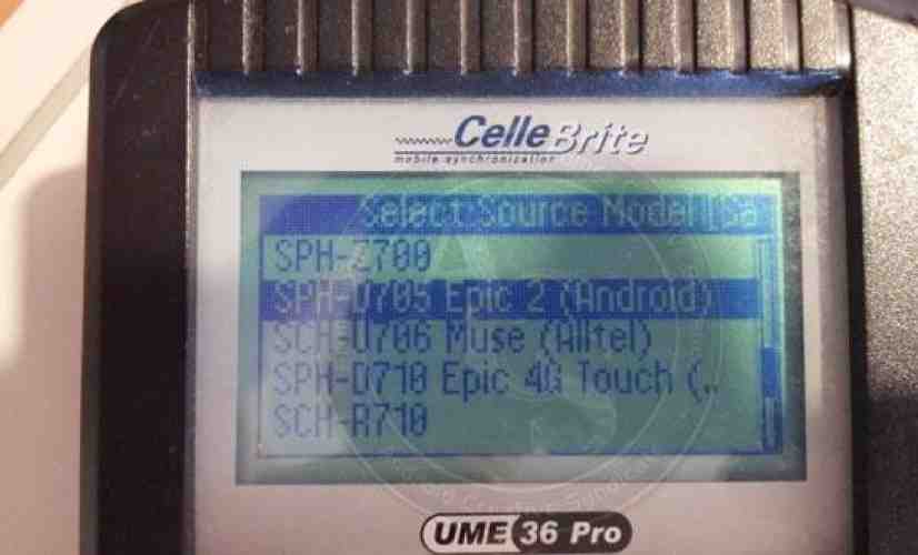 Samsung Epic 2 appears in Cellebrite system with SPH-D705 model number