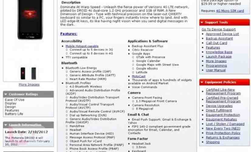 Motorola DROID 4 now tipped to be launching February 10th thanks to Verizon equipment guide leak [UPDATED]