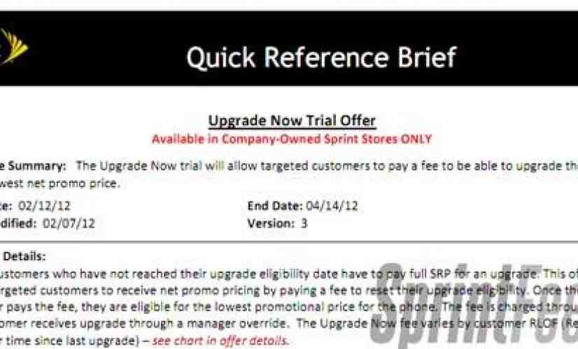 Sprint Upgrade Now program leaks, will offer select customers an early upgrade for a price