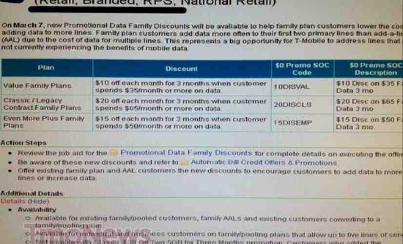 T-Mobile leak shows family data discount promo coming on March 7th