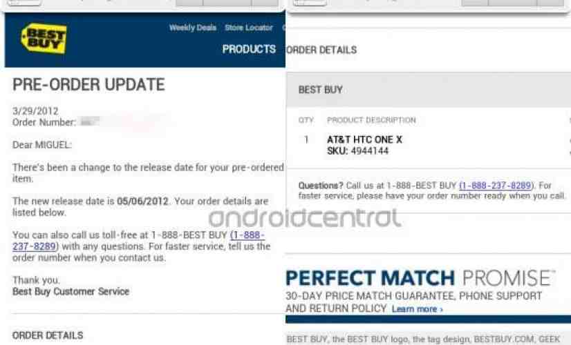 AT&T HTC One X due to arrive on May 6th, Best Buy claims in email