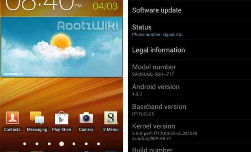 Samsung Galaxy Note Ice Cream Sandwich update leaks out