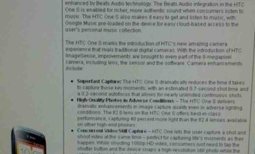 HTC One S again pegged for April 25th launch by T-Mobile leak