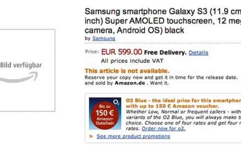 Samsung Galaxy S III listed on Amazon Germany with handful of purported specs [UPDATED]