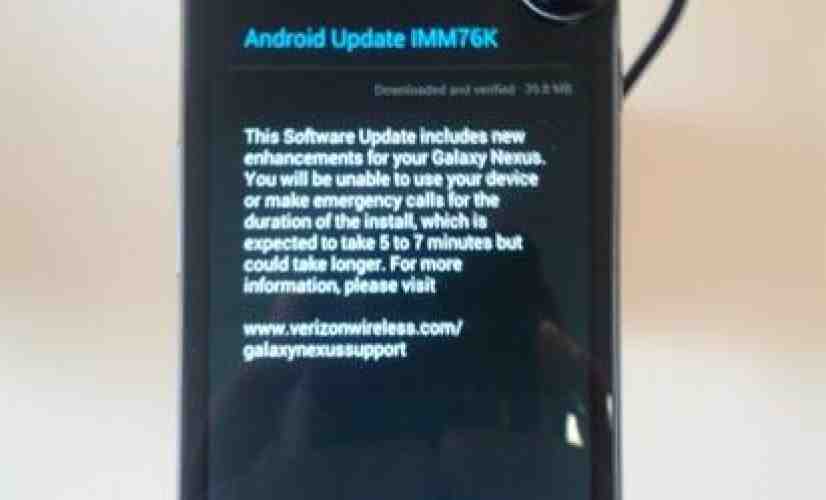 Some Verizon Galaxy Nexus units receive Android 4.0.4 update