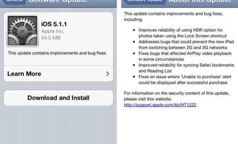 Apple pushes iOS 5.1.1 update with bug fixes in tow