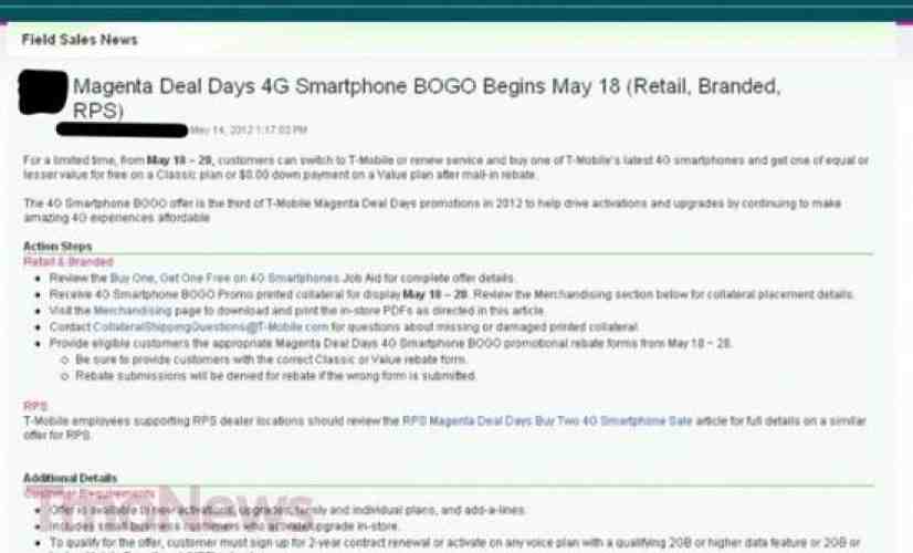 More details on T-Mobile's upcoming Magenta Deal Days promo leak