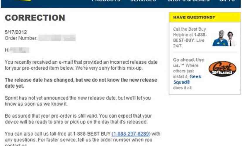 Best Buy sends out another HTC EVO 4G LTE email, now says it doesn't know when the phone is launching