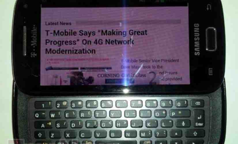 Samsung SGH-T699 for T-Mobile shows off its sliding QWERTY keyboard for the camera