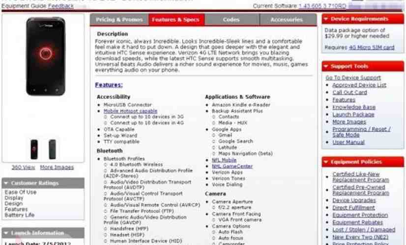 HTC DROID Incredible 4G LTE tipped to be launching at Verizon on July 5