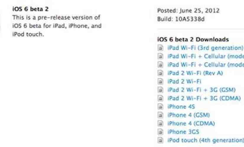 Apple releases iOS 6 beta 2 to registered developers