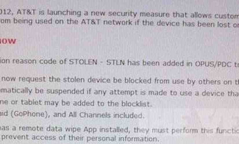 AT&T tipped to be introducing new service for blocking stolen devices next week