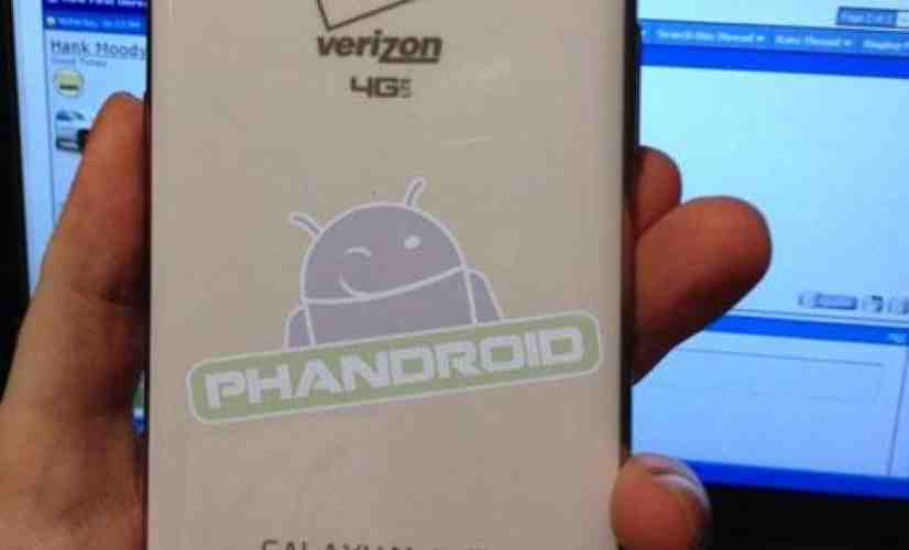 Verizon Samsung Galaxy Note II photographed in the wild, complete with branded home button