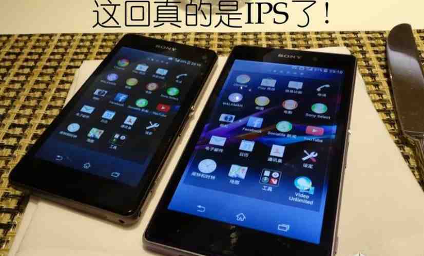 Sony Xperia Z1s poses for a photo next to its Xperia Z1 sibling